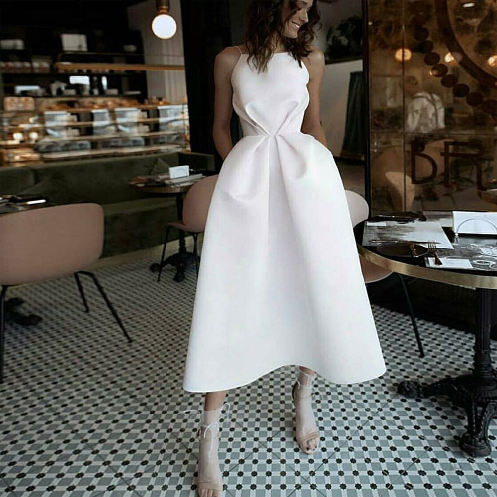 Homecoming Dresses: Ivory short plus size satin prom party evening dresses