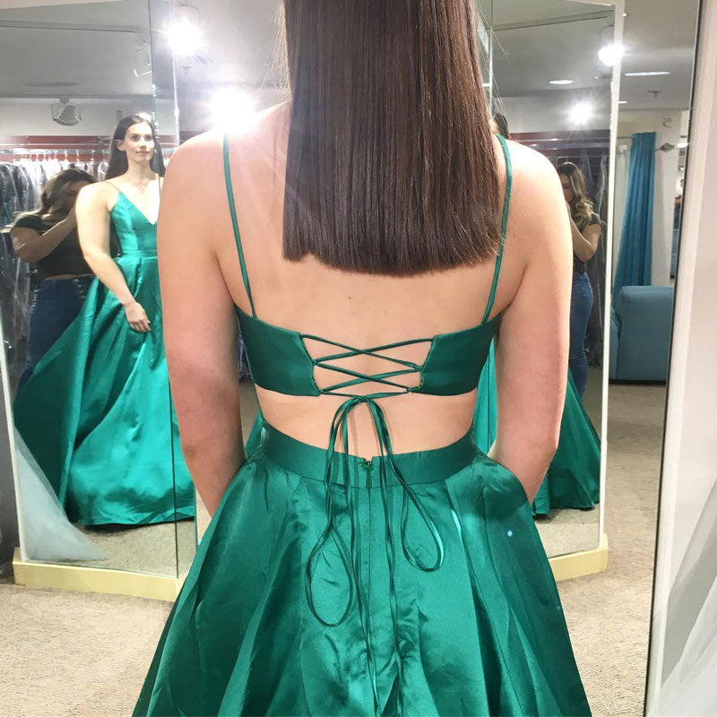 Homecoming Dresses: Satin V-neck Prom Dress Woman Formal Evening Party Gowns