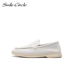 Smile Circle loafers Women Slip-On flats shoes Genuine Leather