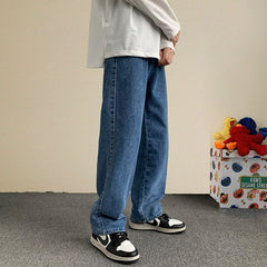 Streetwear Baggy Jeans Men Korean Fashion Loose Straight Wide Leg Pants