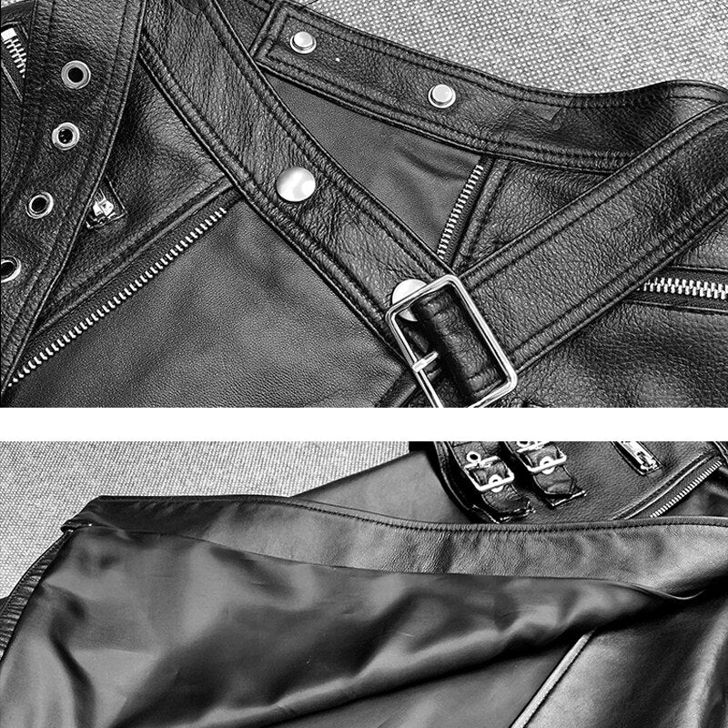 Female Punk Niche Skirt Winter Women 100% Leather