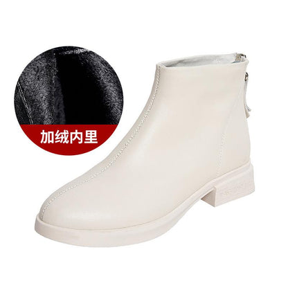 Genuine Leather Cow Women Ankle Boots Warm Fur Waterproof