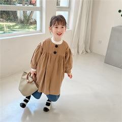 spring Korean style girls temperament round collar British style coat retro loose