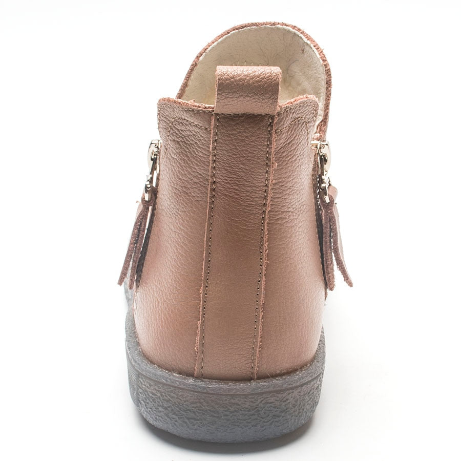 Genuine Leather Cow Women Ankle Boots Warm Fur Waterproof