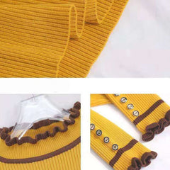 Lucyever Autumn Winter Women's Sweaters Fashion Button Ruffles
