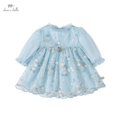 dave bella spring baby girls cute floral embroidery mesh dress fashion party dress