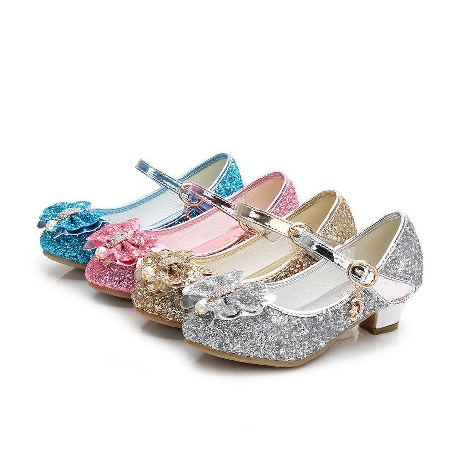 Kids Princess Shoes Children Cinderella Leather Sandals Little Girls Snow Queen