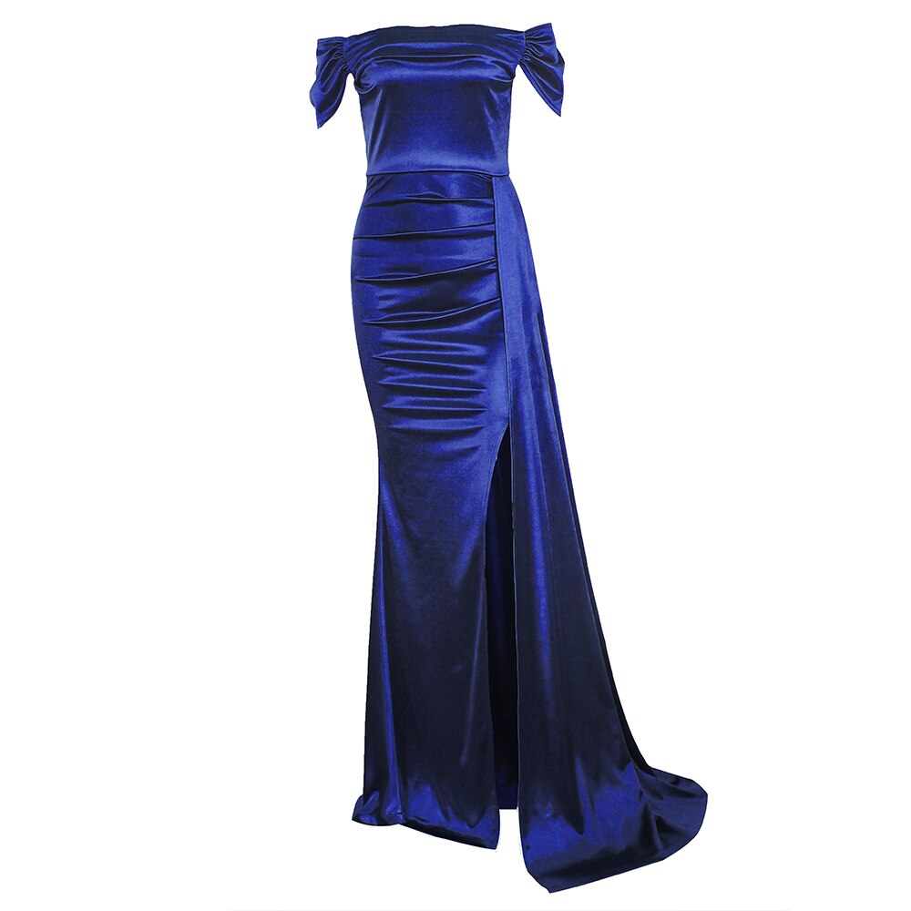 Evening wear Dresses: Women Off the Shoulder Fashion Burgundy Prom Gown