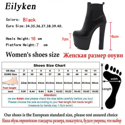 High Heels Ankle Women Boots Black PU Leather Round Toe Zipper Female Shoes