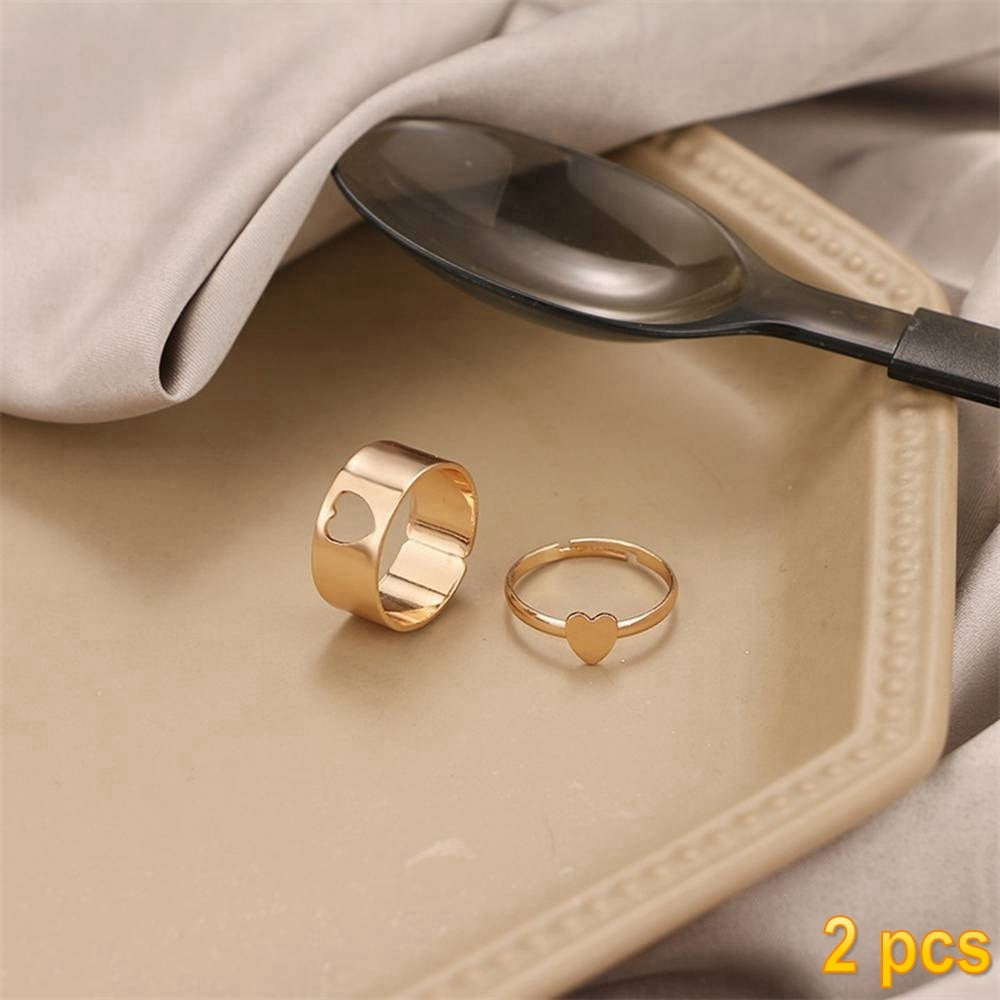 Trendy Gold Butterfly Rings For Women Men Lover Couple Rings Set