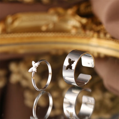 Trendy Gold Butterfly Rings For Women Men Lover Couple Rings Set