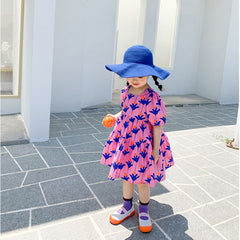 Summer Girls Dress Fashion Bright Bright Color Flower Dresses Big Large Loose