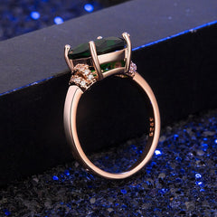HuiSept Fashion Women Ring 925 Silver Jewelry Square Shape 8*8mm Emerald