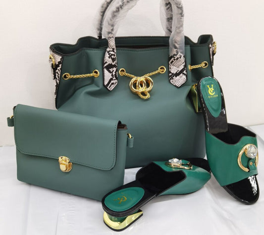 Fashion Europe USA Russia Shoes and Handbag Set Low Heels