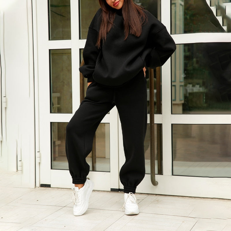 Women Tracksuit Suit Autumn Fashion Warm Hoodie Sweatshirts Two Pieces