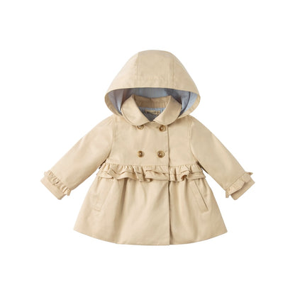 dave bella spring baby girls fashion solid ruched hooded coat children tops infant