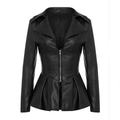 Biker Style Patchwork Irregular Jacket Women Lapel Collar