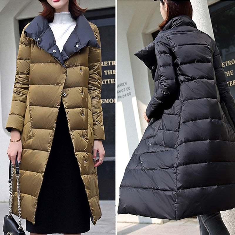 Down Jacket Women Winter Long Thick Double Sided