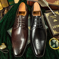 High Quality Luxury Handmade Dress Shoes Men Lace-Up Derby Shoes