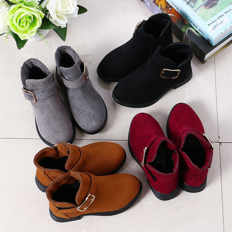 Winter Girls Winter Boots Classic Buckle Kids Ankle Boots Children Martin Boots