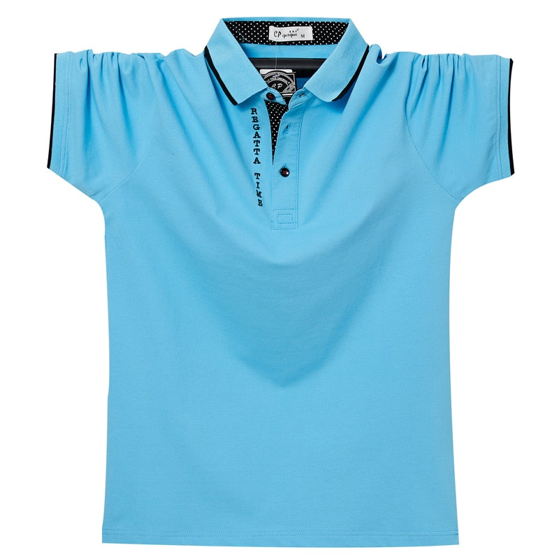 Men Polo Shirt Summer Breathable Cotton Letter Embroidery Men Short Top Tees