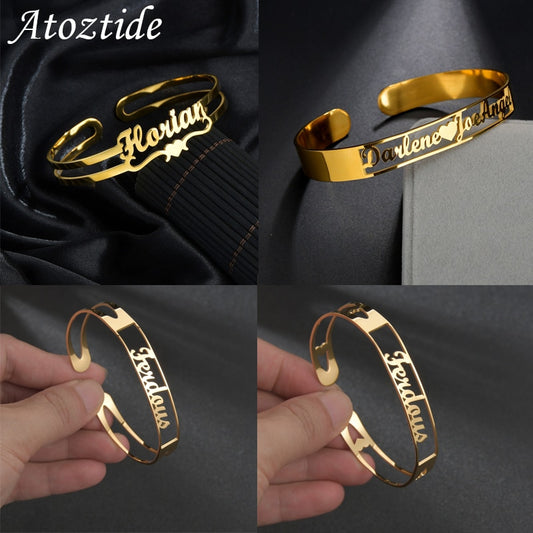 Customized Letter Name Bracelet Personalized Custom Bangles for Women