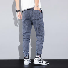 Spring Summer Blue Cargo Jeans Men Streetwear Denim Jogger Pants Baggy