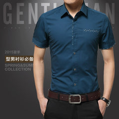 Men's Shirt Brand Luxury Men Cotton Short Sleeves Dress