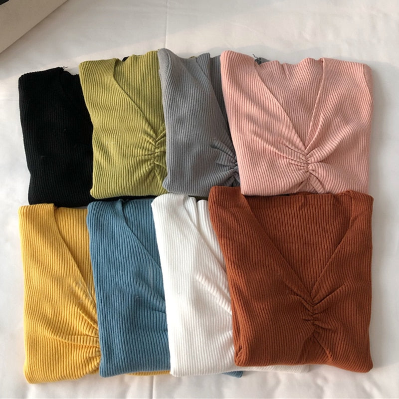 V Neck Women Sweater Autumn Knitted Pullover Jumper