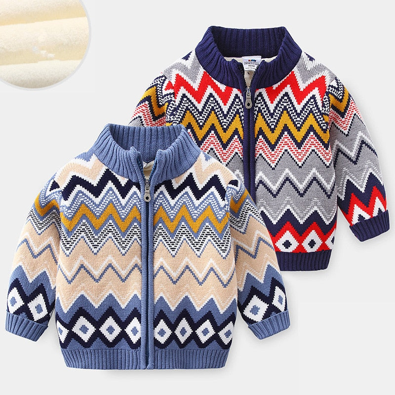 Winter Warm 2-12 Years Children Outwear Coats Geometric Thickening Plus