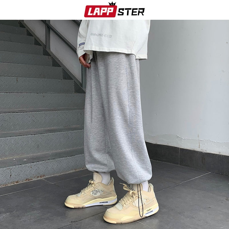Men Japanese Streetwear Solid Baggy Joggers Pants Man