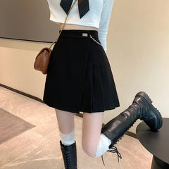 High Waist Mini Skirts Women Korean Style Streetwear All-match Solid