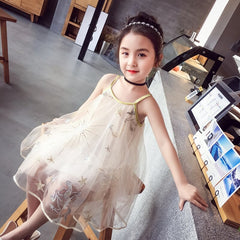 Girls dresses suspender embroidery dress soft yarn dress summer