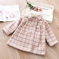 Girl Wool Coat Children Clothes Thick Baby Cotton-Padded