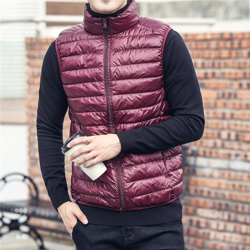 FGKKS Fashion Brand Men Down Vest Coats Winter Casual Sleeveless