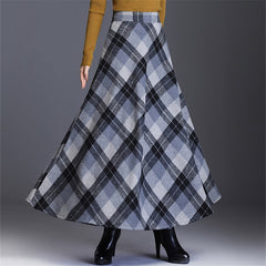 Neophil Woolen Warm S-3XL Thick Plaid Skirts Winter Women England Style