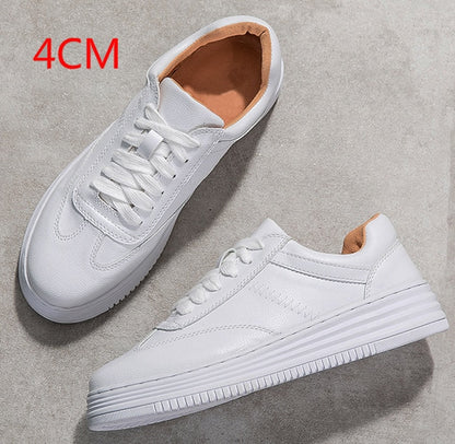 Fashion White Split Leather Women Chunky Sneakers White Shoes Lace Up
