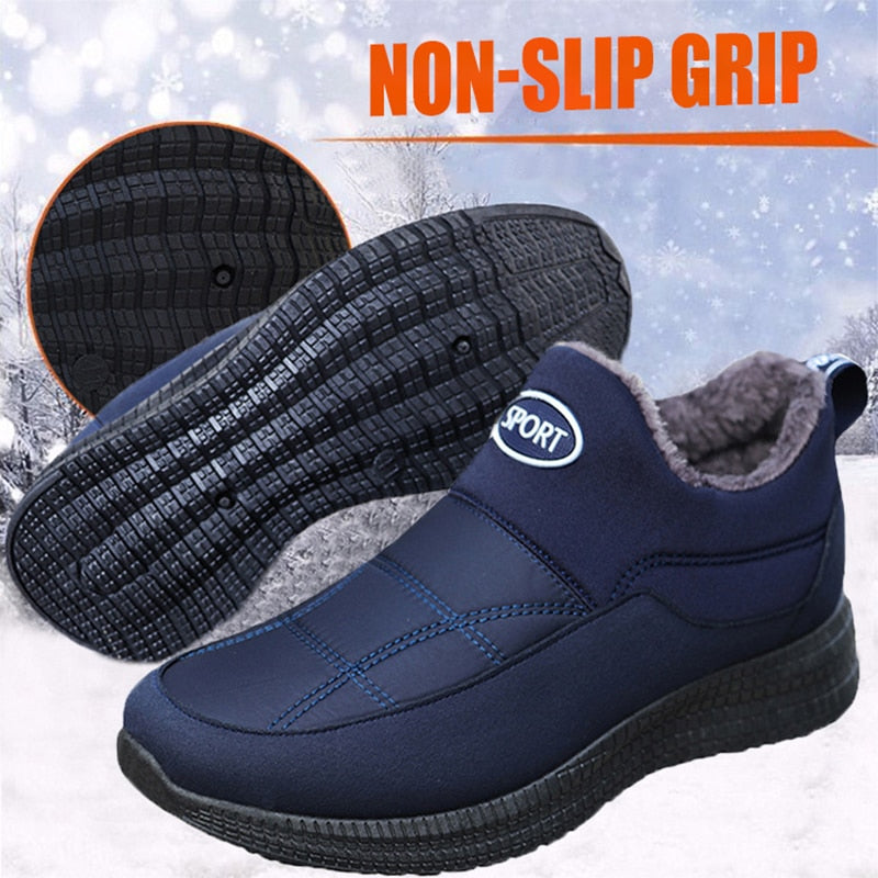 WOTTE Mens Boots Winter Keep Warm Snow Boots Fashion Plush Cotton Shoes