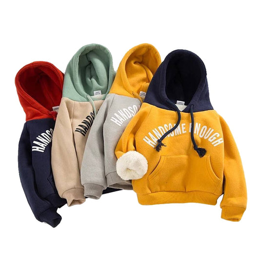 Winter Boys Hoodies Handsome Keep Warm Hooded Casual Kids Sweater Loose