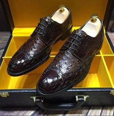 Shoes men Embossed Leather Black Men Goodyear Oxfords Shoes