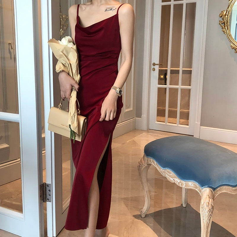 Women Elegant Party Dress for Evening Red