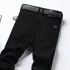 Black Branded Men Stretch Jeans Spring Summer Business Casual