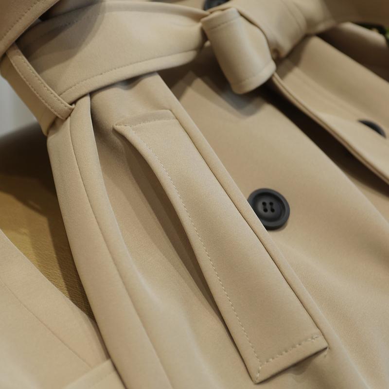 Autumn Winter Elegant Women Double Breasted Solid Trench Coat