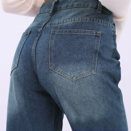 Mom Wide Leg Pants fashion vintage Blue Straight Pants