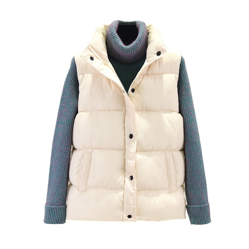 Women Winter Warm Cotton Padded Puffer Vests Sleeveless Parkas Jacket