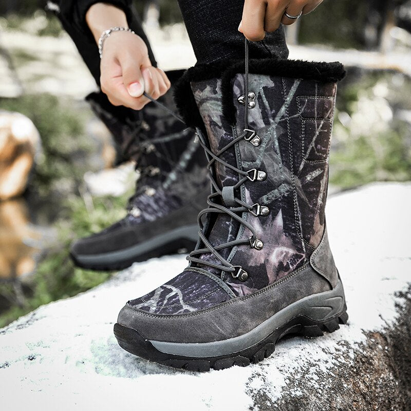 Men Boots Winter Shoes Men Snow Boots Waterproof Non-slip Thick Fur