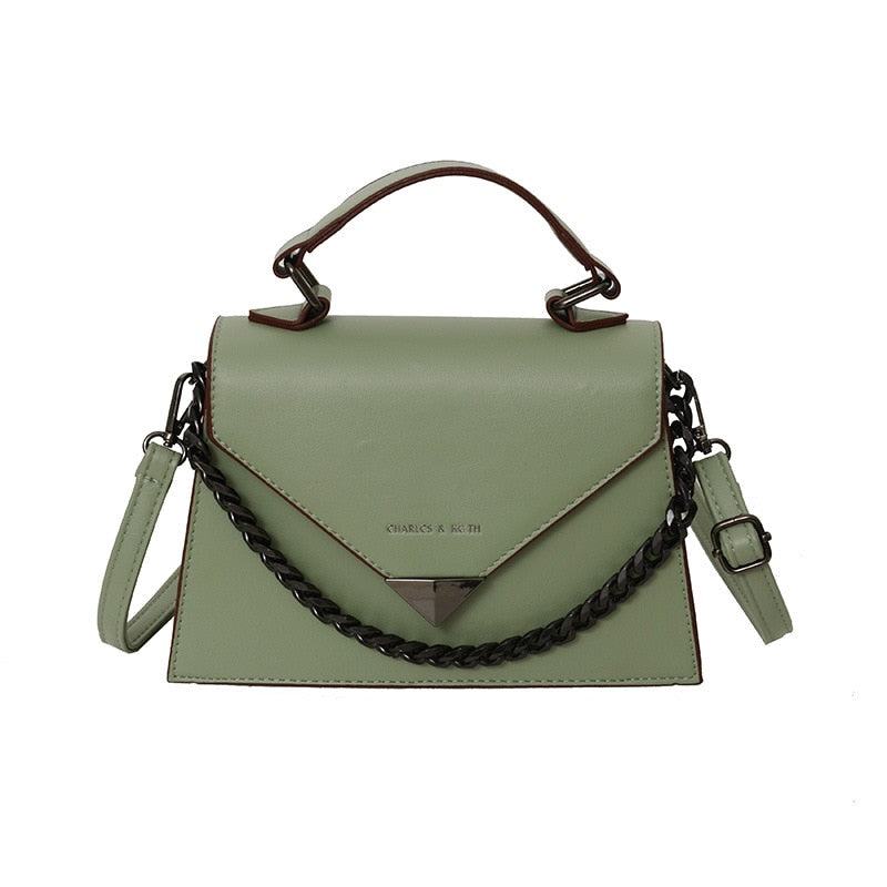 Solid Leather Crossbody Bags For Women Chain Luxury Design