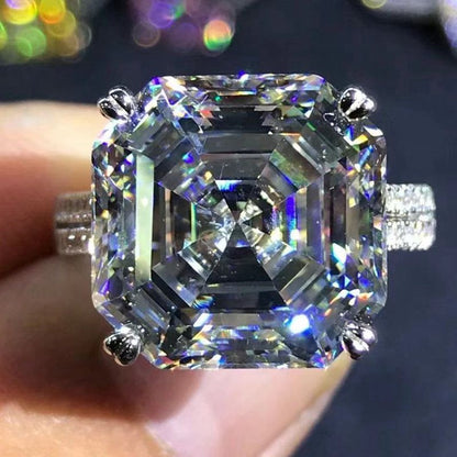 Luxury Solid 925 Sterling Silver 3EX Asscher Cut 10CT VVS D Color Created