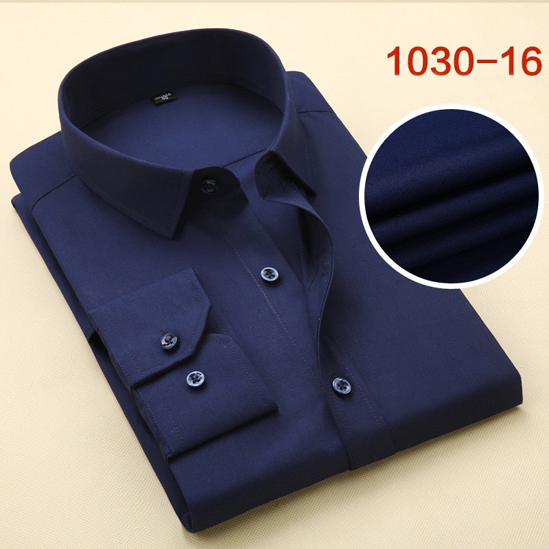 Men Business Formal Shirts Men Work Shirts Plain Long Sleeve Solid