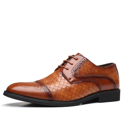 Weaving Formal Shoes For Men Brown Leather Men's Shoes Fashion